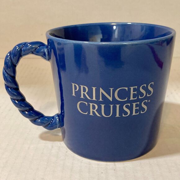 Vintage Princess Cruises Cruise Line Blue Ceramic Coffee Mug Cup Rope Handle - Picture 12 of 12